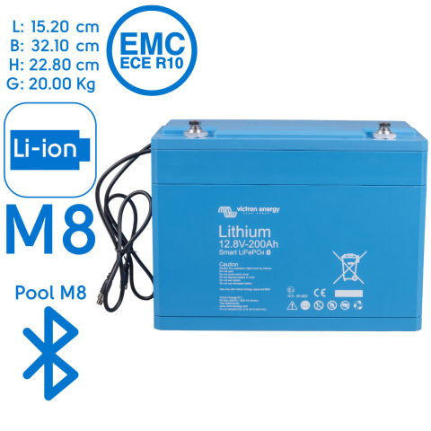 BBAtechniek artnr. 8587 - Victron Lithium accu 12.8V 200Ah Smart (1x)