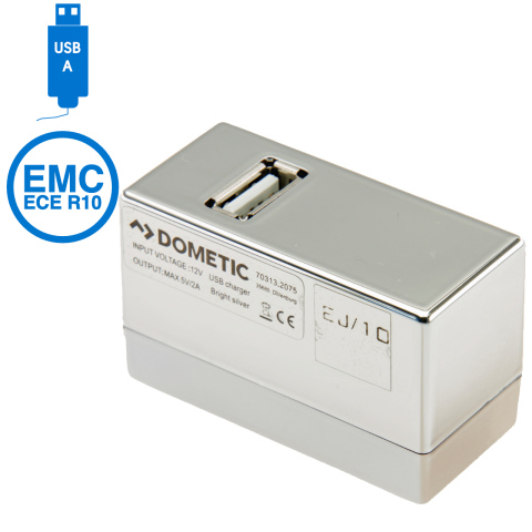 BBAtechniek artnr. 20180 - USB A-1x 5V 2A Dometic rail chroom (1x)