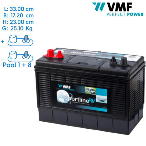 BBAtechniek artnr. 37003 - 12V 105Ah VMF Sportline semi-tractie accu (1x)