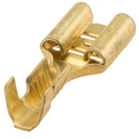 Vlakstekerhuls messing 6.3 0.5 -1.5mm² (100x)