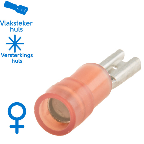 BBAtechniek artnr. 11598 - Vlakstekerhuls 2.8x0.5mm* rood (100x)