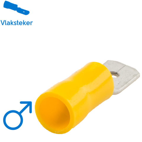 BBAtechniek artnr. 11433 - Vlaksteker 6.3mm geel (100x)