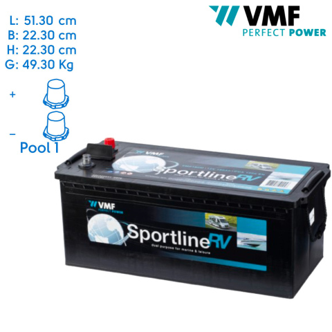 BBAtechniek artnr. 37005 - 12V 180Ah VMF Sportline semi-tractie accu (1x)