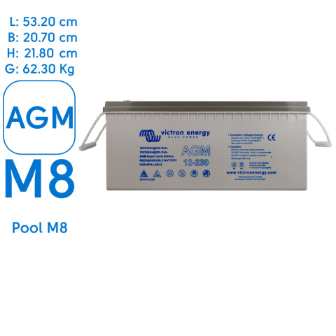 BBAtechniek artnr. 90060 - 12V 230Ah Victron AGM Super cycle accu M8  (1x)