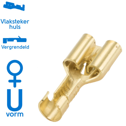 Vlakstekerhuls messing 6.3 0.5-1.5mm² (100x)