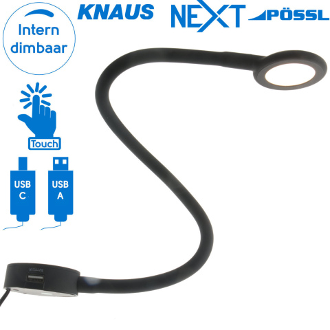 BBAtechniek artnr. 45152 - Siliconen LED flex 12V 2.1W USB 1A + USB-C 2A (1x)