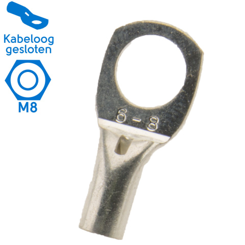 BBAtechniek artnr. 13011 - 6mm² M8 gesloten kabeloog (100x)