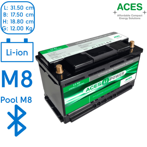 BBAtechniek artnr. 37083 - 12V 100Ah Aces Lithium accu HFAS (1x)