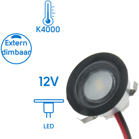 BBAtechniek artnr. 65571 - Piatto LED spot zwart 12V 0.4W (1x)