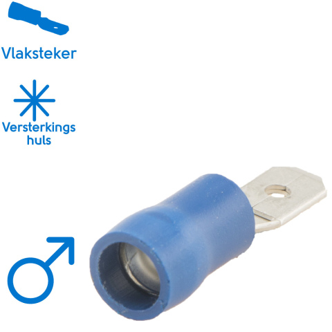 BBAtechniek artnr. 11388 - Vlaksteker 4.2x0.8mm* blauw (100x)