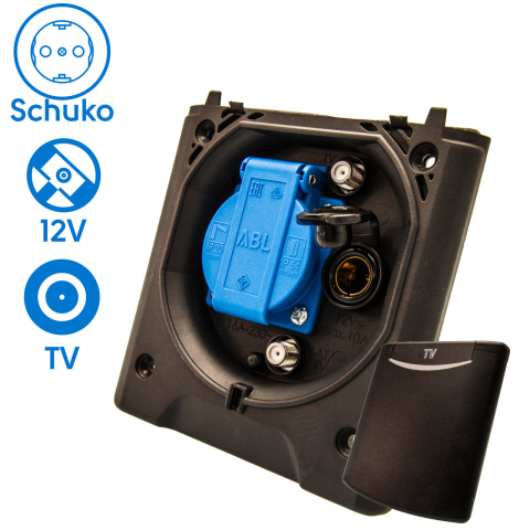 BBAtechniek artnr. 45027 - Voortent aansluiting CEE 230V  / TV / 12V (1x)