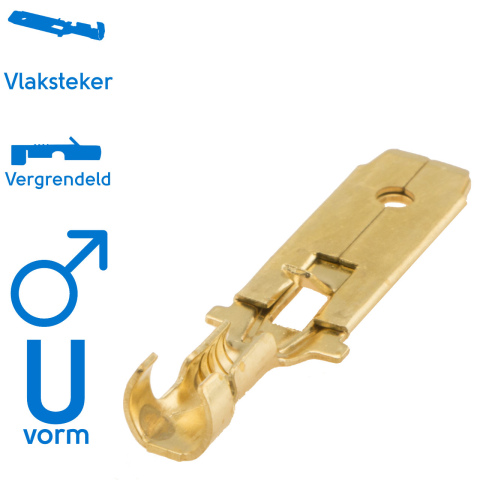 Vlaksteker messing 6.3 0.5-1.0mm² (100x)