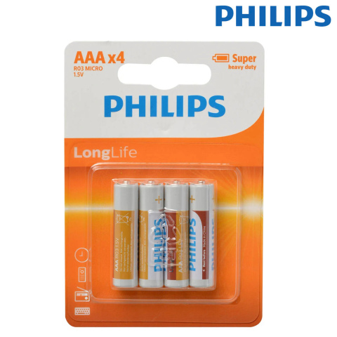BBAtechniek artnr. 27060 - 1.5V R03 Philips Longlife AAA batterij (4x) 