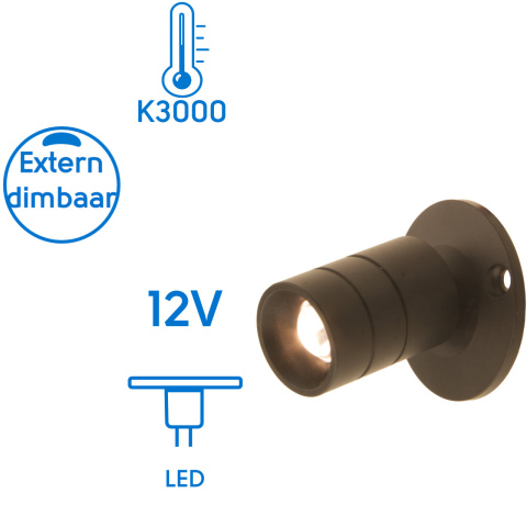 BBAtechniek artnr. 65575 - Sicilië mini draaibare LED spot 12V 1W 3000K (1x)
