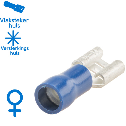 BBAtechniek artnr. 11383 - Vlakstekerhuls 6.3x0.8mm* blauw (1000x)