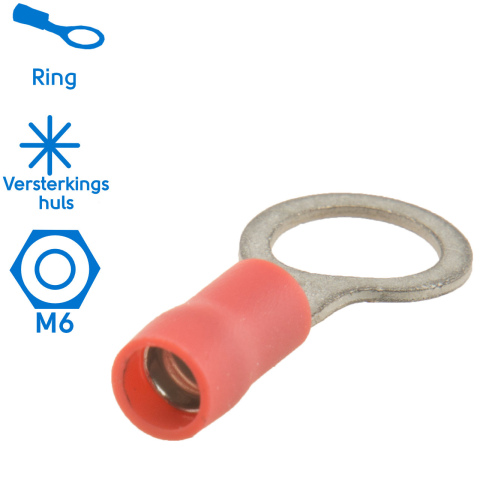 BBAtechniek artnr. 17682 - Kabelschoen ring M8 Ø8.4mm* rood (50x)