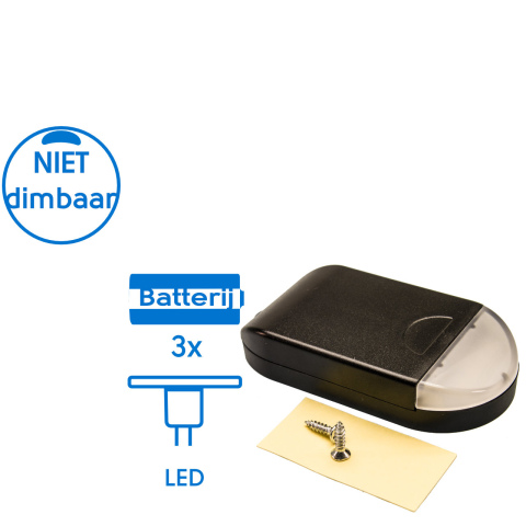 BBAtechniek artnr. 45016 - Lade/kastverlichting zwart 4-LED warm wit (1x)