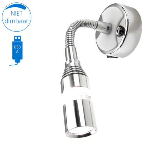 BBAtechniek artnr. 65555 - Florence flex LED lamp 12V 1W 3000K 42lm USB (1x)