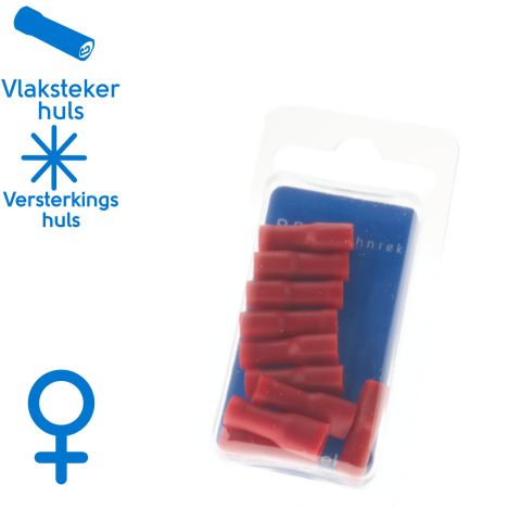 BBAtechniek artnr. 17668 - Vlakstekerhuls 4.8x0.5mm* rood (10x)