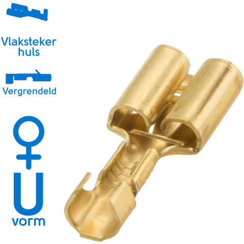 Vlakstekerhuls messing 6.3 0.5-1.5mm² (100x)