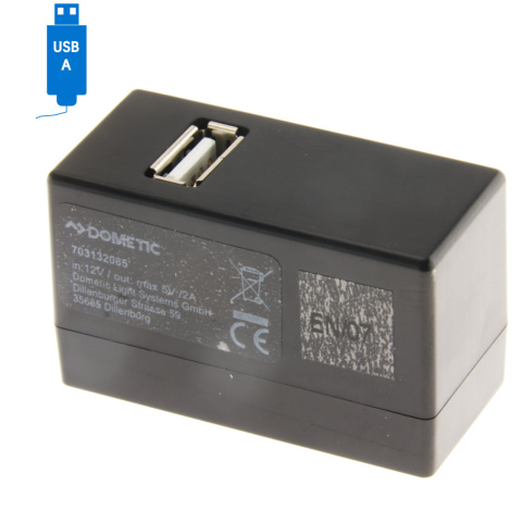 BBAtechniek artnr. 20199 - USB A-1x 5V 2A Dometic rail zwart (1x)