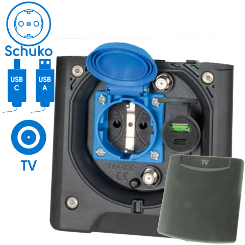 BBAtechniek artnr. 45188 - Voortent aansluiting CEE 230V / TV / USB-A/C (1x)