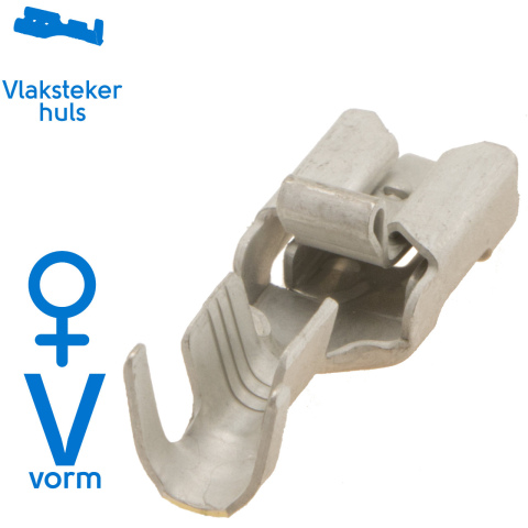 BBAtechniek artnr. 12357 - Vlakstekerhuls vertind 6.3mm 2.5-6.0mm² (100x)