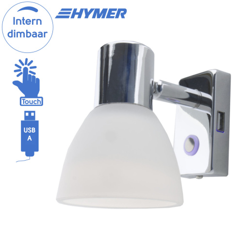 Faretto PowerLED 12V 3W 3000K chroom met USB (1x)