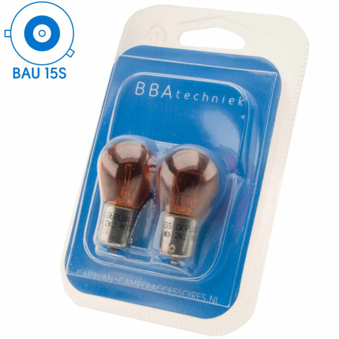 BBAtechniek artnr. 17572 - BAU15S 12V 21W BS581 lamp oranje (2x)