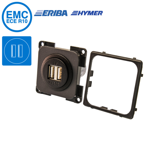 BBAtechniek artnr. 45059 - USB-A contactdoos 2x 2.5A lei-grijs S20.000 (1x)