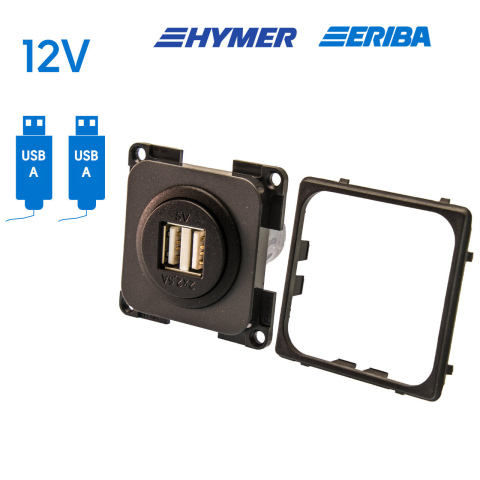 BBAtechniek artnr. 45059 - USB-A contactdoos 2x 2.5A lei-grijs S20.000 (1x)