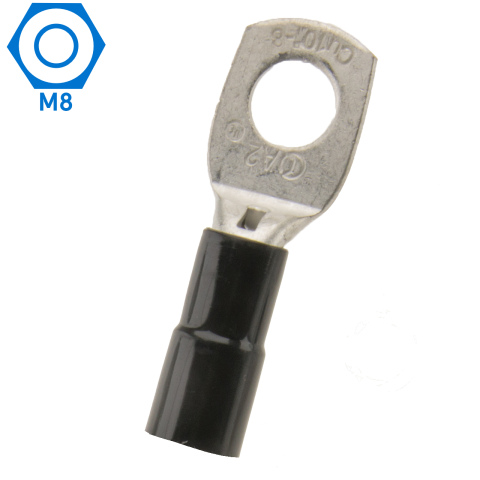 10mm2 M8 gesloten kabeloog geïsoleerd zwart (25x)