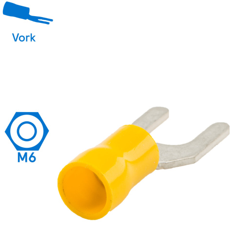 BBAtechniek artnr. 11159 - Kabelschoen vork M6 Ø6.4mm geel (50x)