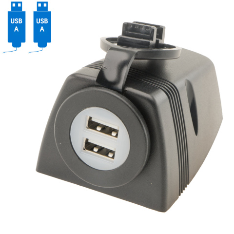 BBAtechniek artnr. 10003 - USB A-2x 5V 2.1A opbouw met afdekkap (1x)