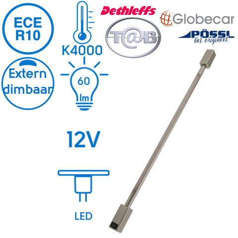 BBAtechniek artnr. 20189 - Dometic LED tube 12V 1.3W zilver Dometic rail (1x)