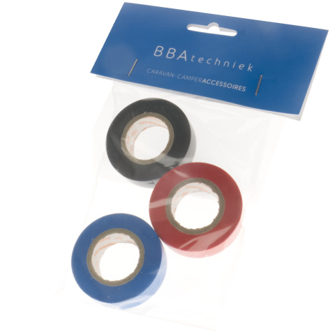 BBAtechniek artnr. 17042 - Isolatietape PVC klevend rd/zw/bl 15mmx10m (1x)