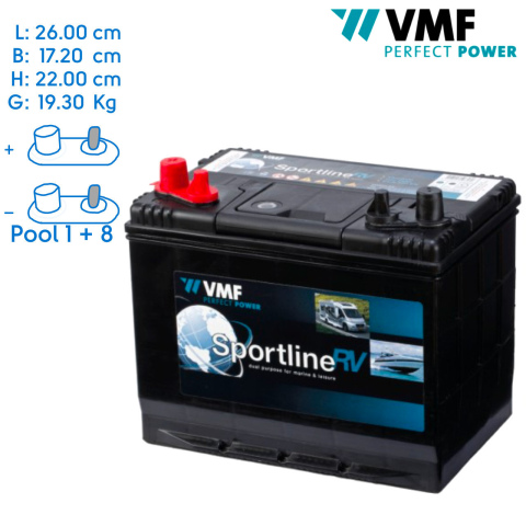 BBAtechniek artnr. 37004 - 12V 73Ah VMF Sportline semi-tractie accu (1x)