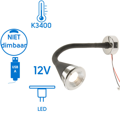 Bari flex LED 12V 1.5W 3400K USB A 5V 2.1A (1x)