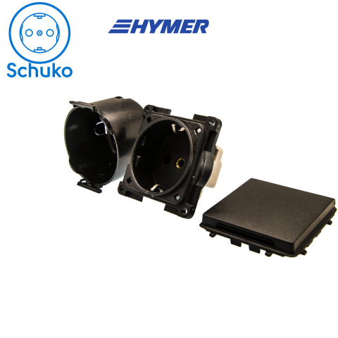 230V Schuko contactdoos zwart S20.000 (1x)