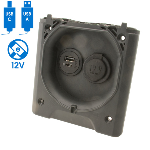 BBAtechniek artnr. 45084 - USB-A 1x 2.5A USB-C 1x + 12V 16A licht grijs (1x)