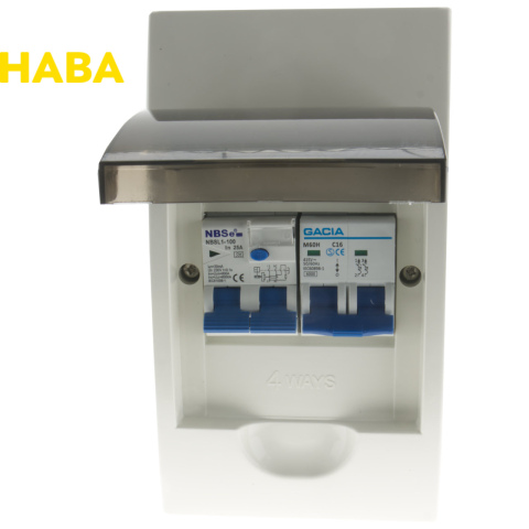 BBAtechniek artnr. 81502 - Zekeringkast 16A + dubbelpolige aardlek 30mA (1x)