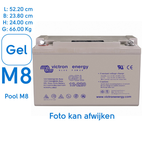 BBAtechniek artnr. 90054 - Victron Gel accu 12V 220Ah M8 (1x)