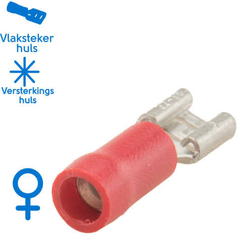 BBAtechniek artnr. 11333 - Vlakstekerhuls 4.8x0.8mm* rood (50x)