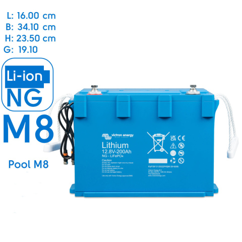 LiFePO4 accu 12.8V 200Ah NG M8 (1x)