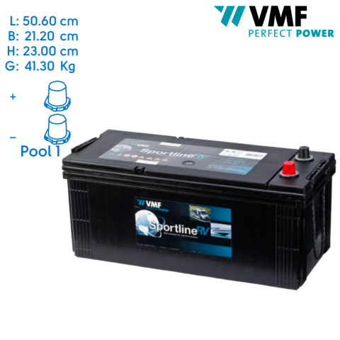 BBAtechniek artnr. 37022 - 12V 165A VMF Sportline semi-tractie accu (1x)