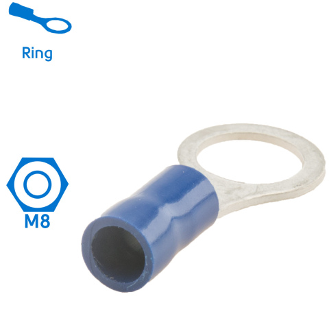 BBAtechniek artnr. 11013 - Kabelschoen ring M8 Ø8.4mm blauw (100x)