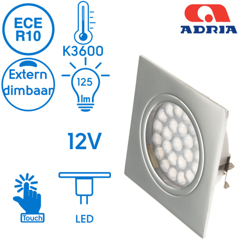 BBAtechniek artnr. 65550 - Adria C LED inbouwspot 12V 1.6W touch switch (1x)