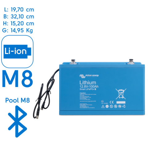 BBAtechniek artnr. 90044 - Victron lithium accu 12.8V 100Ah Smart (1x)