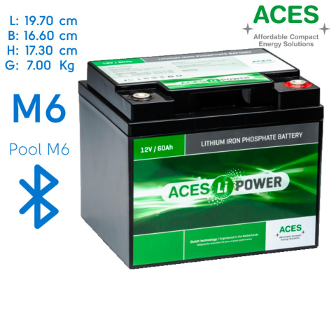 BBAtechniek artnr. 37082 - 12V 60Ah Aces Lithium accu zonder lader (1x)