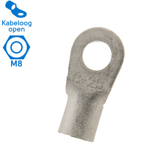 BBAtechniek artnr. 12934 - 25mm² M8 open kabeloog (25x)